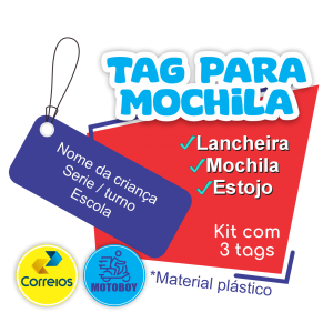 Tag Escolar (3 unidades) Placa PS + Vinil 7x3cm    